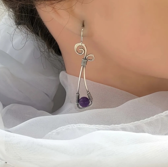 Wire Wrapped Drop Earrings - Picture 3 of 5